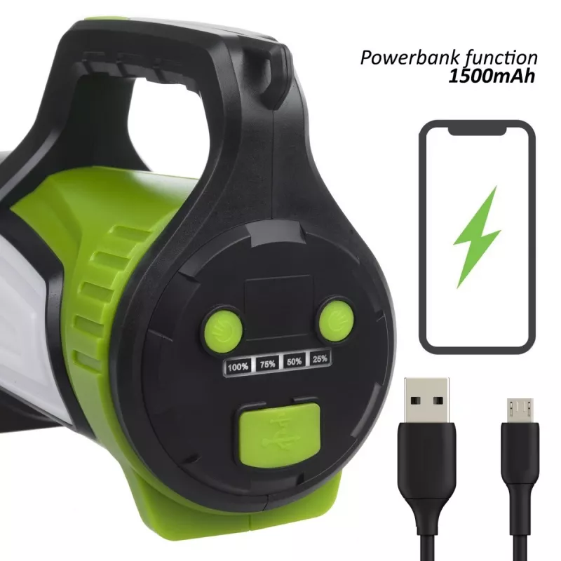 Lukturis MACLEAN MCE345 LED 3-in-1 ar ārējā akumulatora funkciju, 5W XM-L-T6, auksti balts 6500K, 3×18650 3.7V 4500mAh