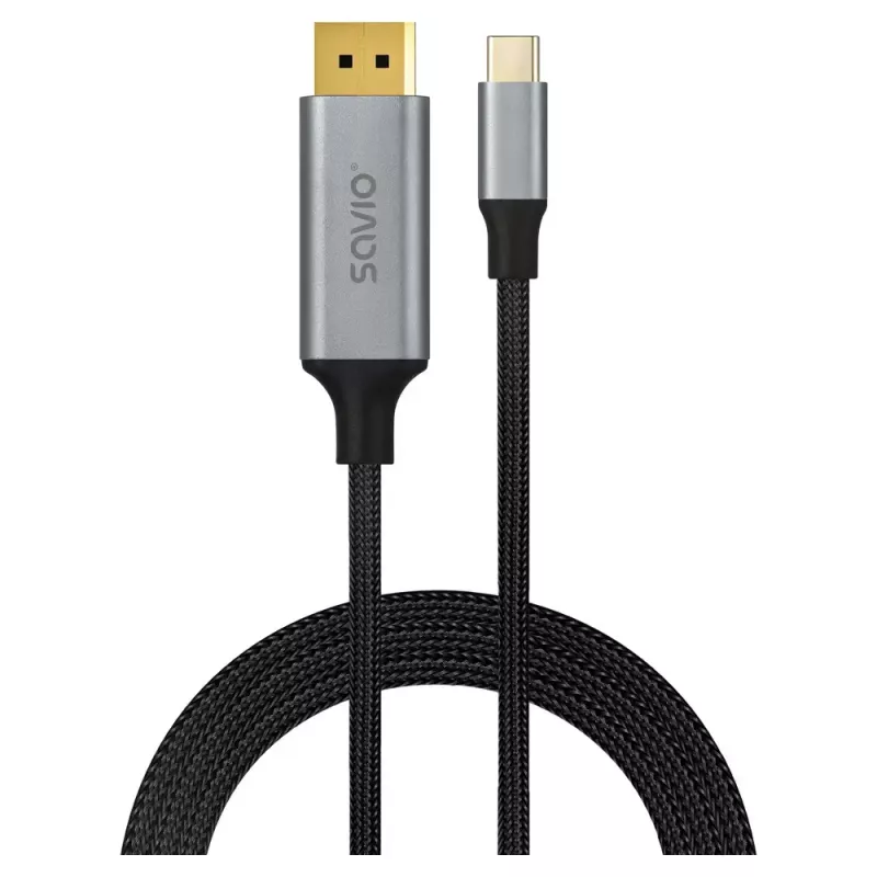 USB-C uz DisplayPort kabelis SAVIO CL-208 (DisplayPort 1.2, 2 m)