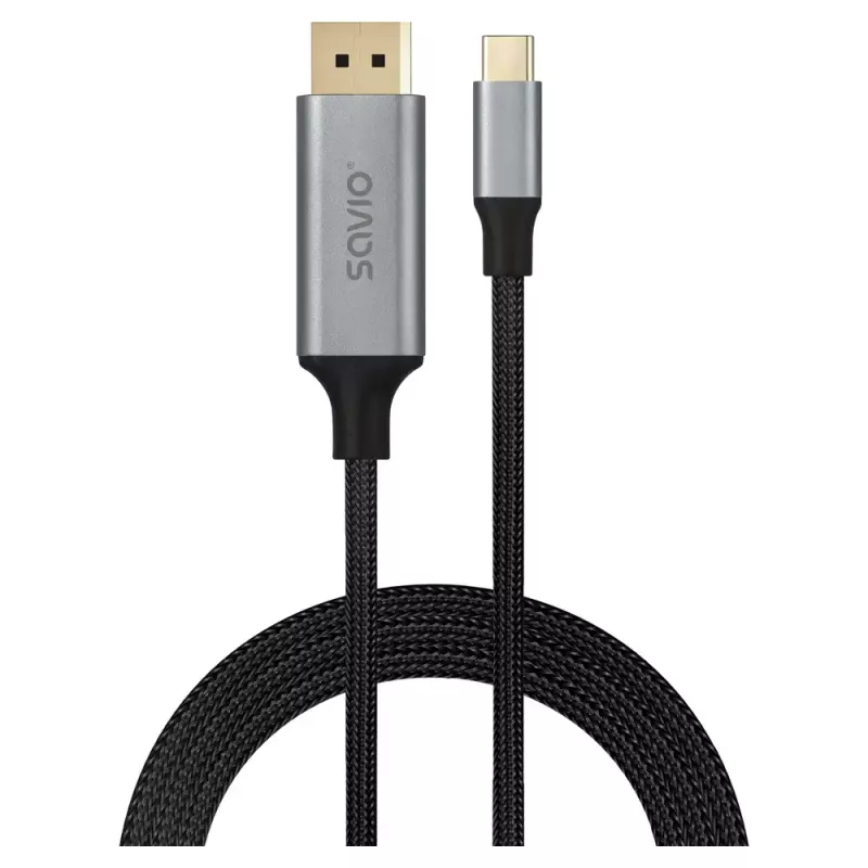 USB-C uz DisplayPort kabelis SAVIO CL-208 (DisplayPort 1.2, 2 m)