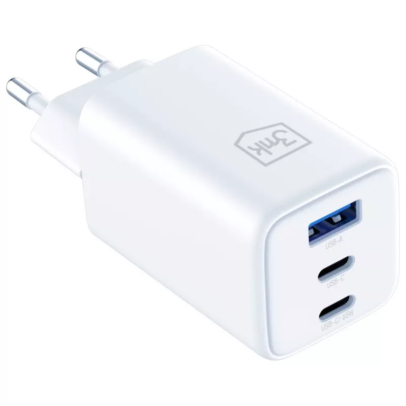 3MK lādētājs Hyper GaN 65W QC4+ — USB GaN 65W ātrais lādētājs ar QC4+ atbalstu