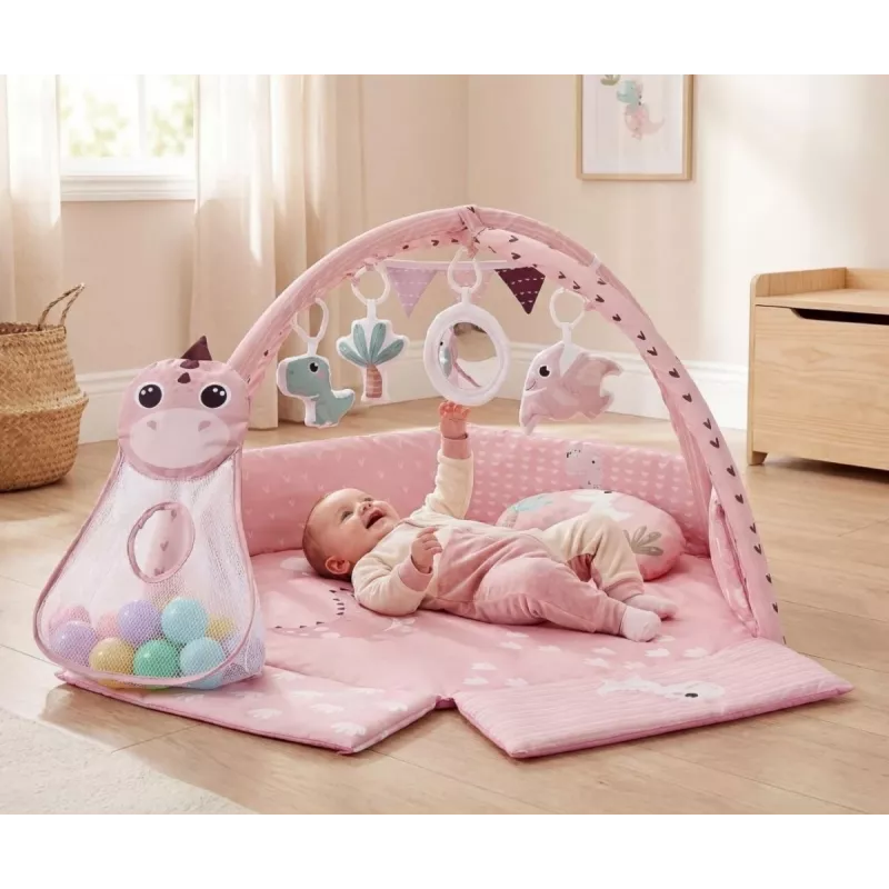 Izglītojošs rotaļu paklājs Dino Pink TinyMini rozā
