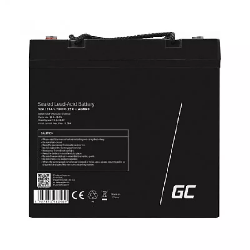 AGM akumulators zaļa Cell AGM49 55 Ah 12 V jūras un atpūtas lietošanai
