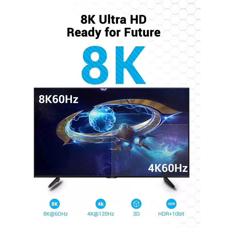 HDMI kabelis 8K/10M Melns Aanbl Vention