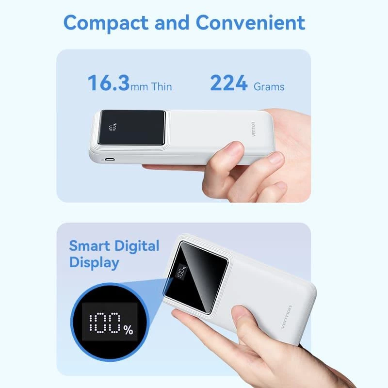 Power Bank USB 10000MAH 22.5W/Melns FHKB0 Vention