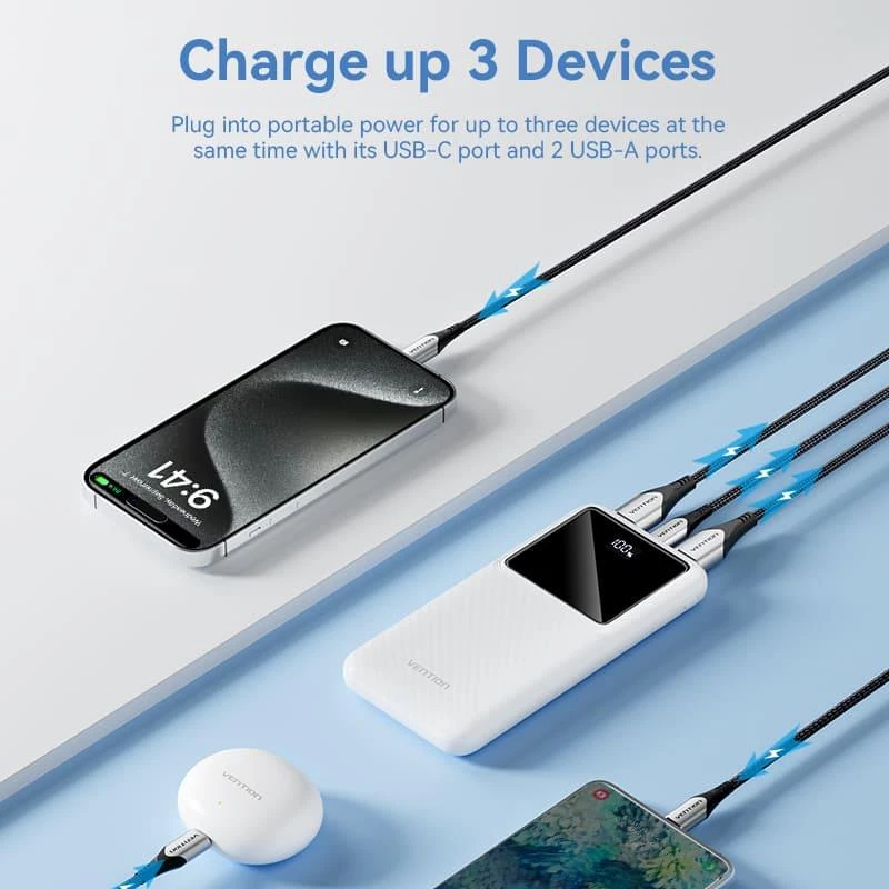 Power Bank USB 10000MAH 22.5W/Melns FHKB0 Vention