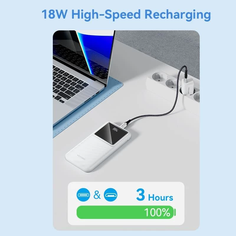 Power Bank USB 10000MAH 22.5W/Melns FHKB0 Vention
