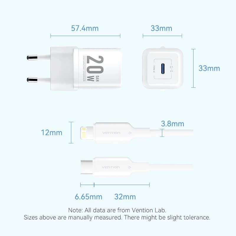 Mobilais lādētājs sienai USB-C/20W TZ-FEPW0-EU-02 Vention