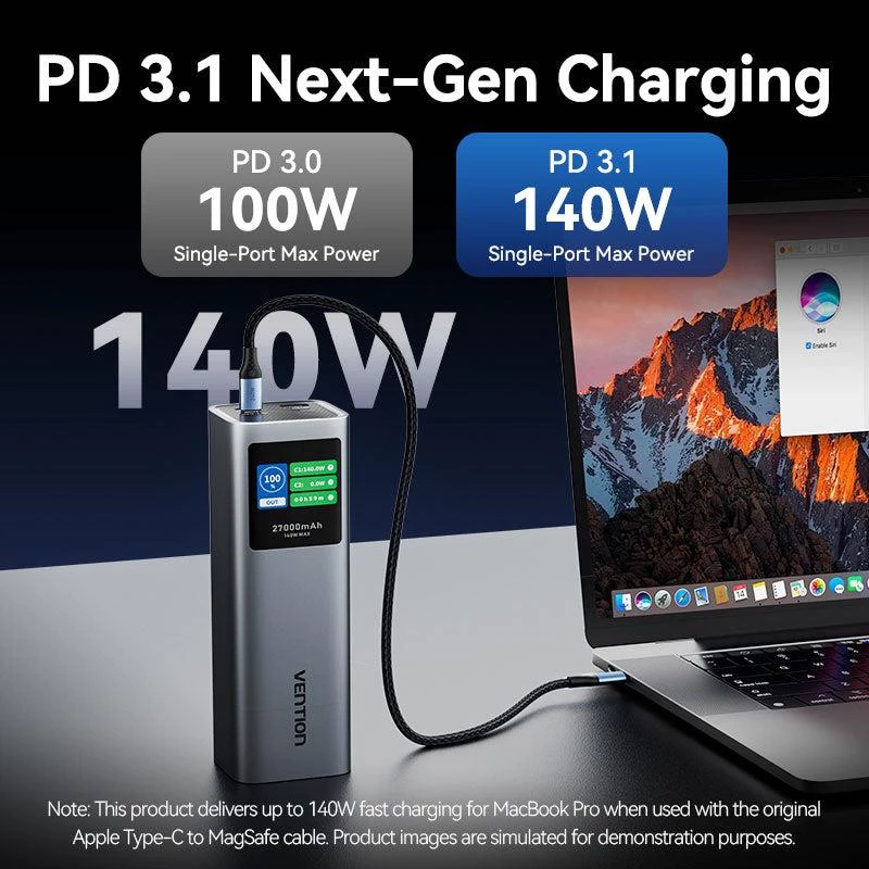 Ārējais akumulators USB 27000MAH 140W/FKEH0 Vention