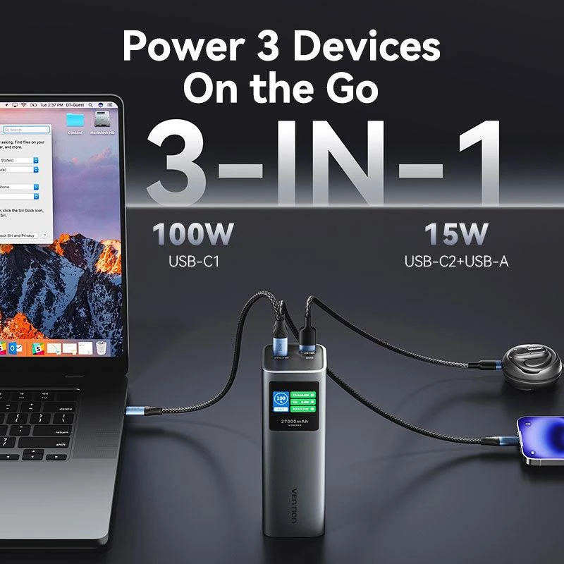Ārējais akumulators USB 27000MAH 140W/FKEH0 Vention
