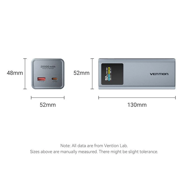 Ārējais akumulators USB 20000MAH 100W/FKCH0 Vention