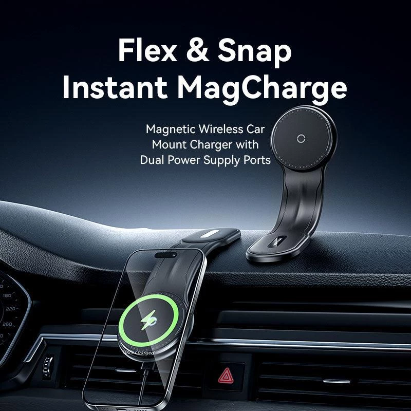 Mobilo ierīču auto lādētājs MAGNETIC/WRL Melns KSJB0 Vention