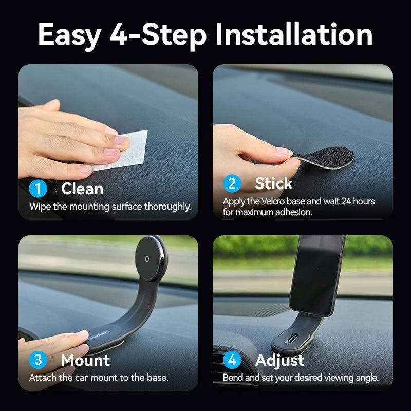 Mobilo ierīču auto lādētājs MAGNETIC/WRL Melns KSJB0 Vention