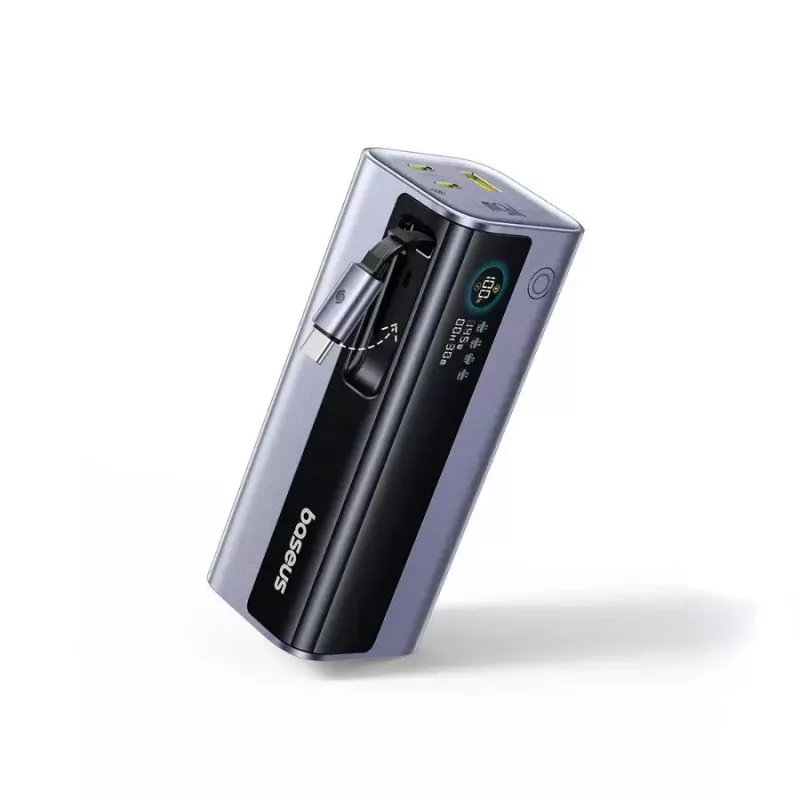 Pārnēsājams ārējais akumulators Baseus EnerGeek GR11 20000 mAh LiPo 145W, 2× USB-C + 1× USB-A, 20V, Melns