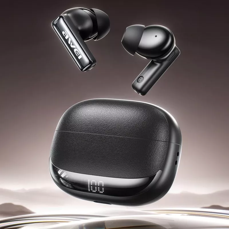 Awei Bluetooth austiņas, modelis ANC TA19 TWS, ar aktīvo trokšņu slāpēšanu, patiesi bezvadu stereo, Bluetooth savienojamība
