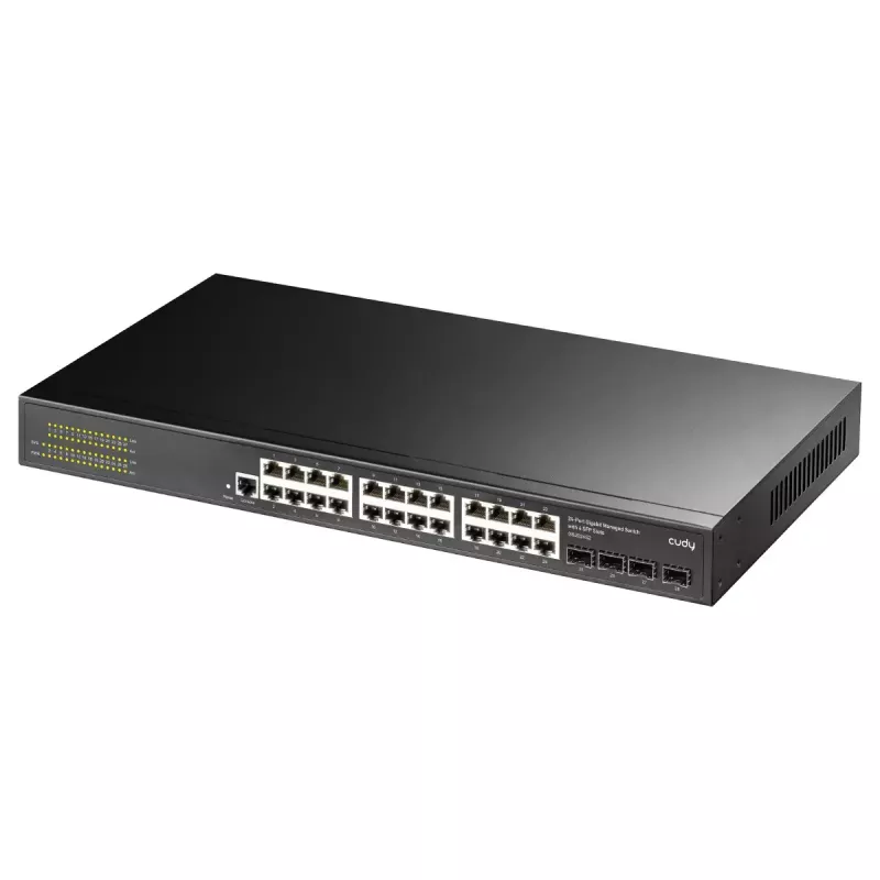 Pārvaldāms L2 Gigabit Ethernet komutators Cudy GS2008S2 ar 8 RJ-45 10/100/1000 portiem un 2 SFP, 1U montāža statnē, melns