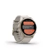 Viedpulkstenis GARMIN Fenix 8 43 mm, 1,3 collu AMOLED 416×416, skārienjutīgs ekrāns, Wi‑Fi, GPS, 32 GB, zelta korpuss, pelēka ādas siksniņa