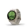 Viedpulkstenis GARMIN Fenix 8 43 mm, 1,3 collu AMOLED 416×416, skārienjutīgs ekrāns, Wi‑Fi, GPS, 32 GB, zelta korpuss, pelēka ādas siksniņa