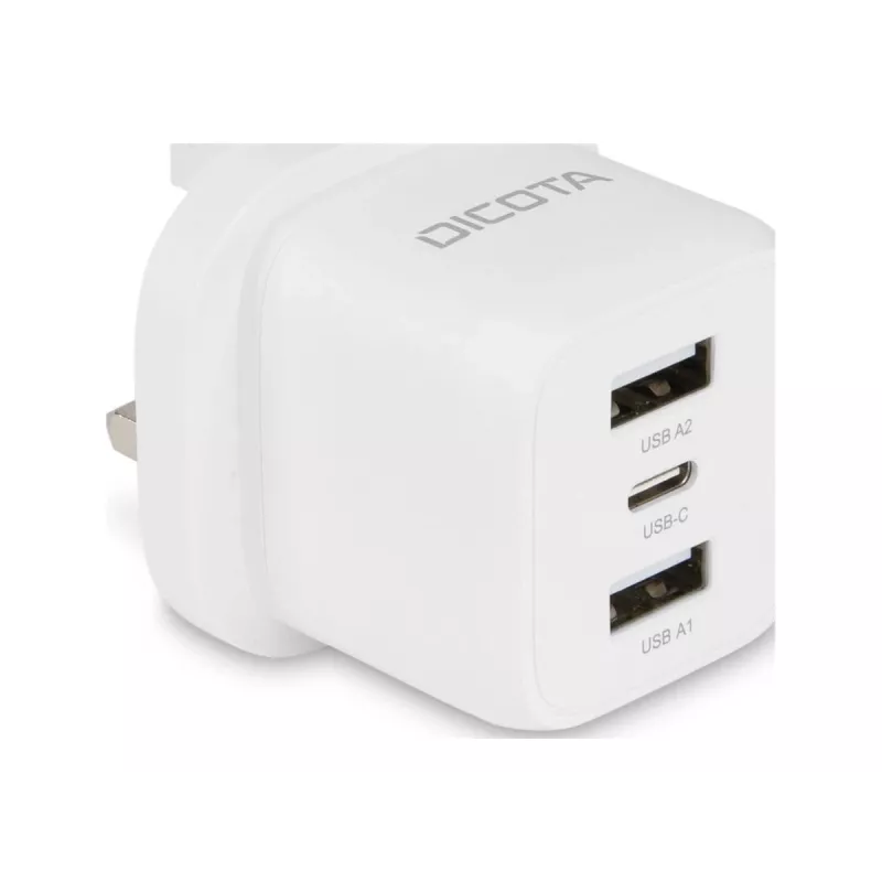 Dicota barošanas avots - kompakts, klēpjdatoram - 32 vati - 3 A - 3 izejas pieslēgvietas (USB-C, 2 x USB)