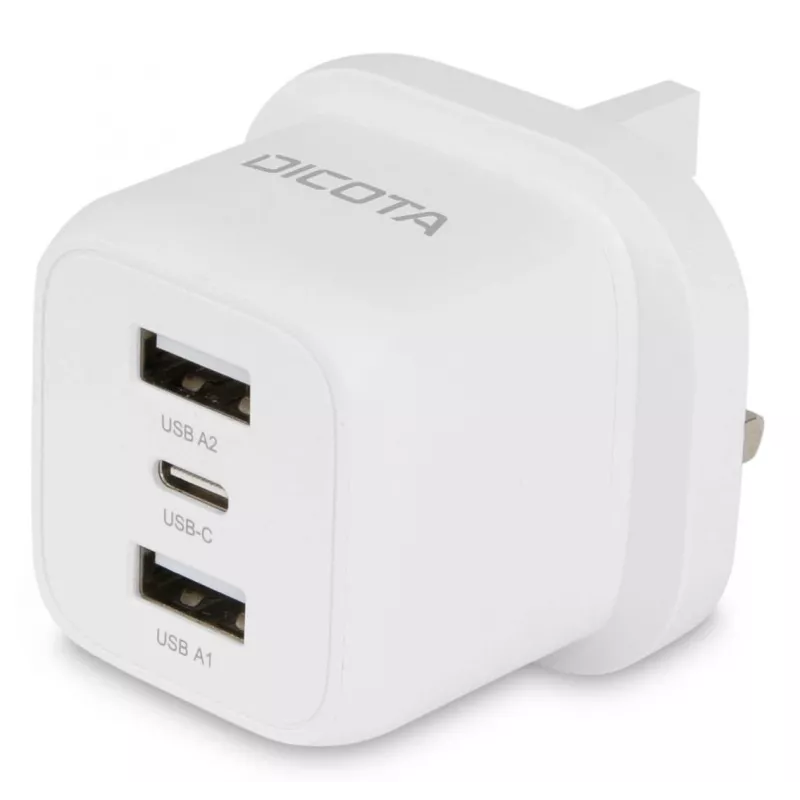 Dicota barošanas avots - kompakts, klēpjdatoram - 32 vati - 3 A - 3 izejas pieslēgvietas (USB-C, 2 x USB)