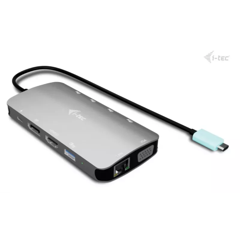 Docking Station ITEC i-tec USB-C Metal Nano 3x Display (DP, HDMI, VGA) ar Power Delivery 100 W, 4x USB-A, Gigabit Ethernet
