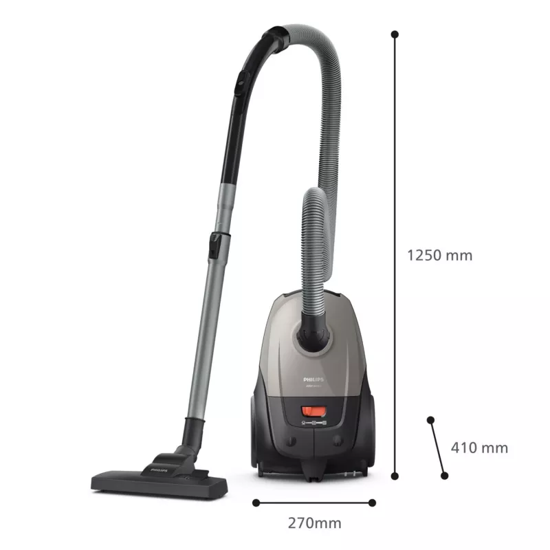 Cilindru putekļsūcējs Philips 2000 series XD2152/12 — 850 W, 3 L putekļu maiss, HEPA filtrs, sausā tīrīšana