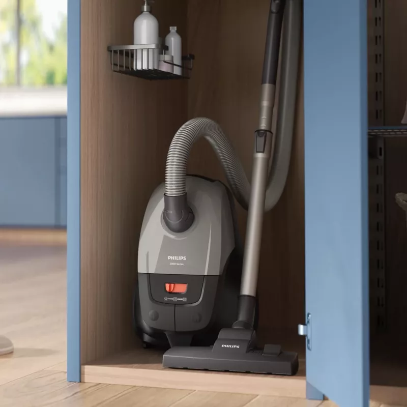 Cilindru putekļsūcējs Philips 2000 series XD2152/12 — 850 W, 3 L putekļu maiss, HEPA filtrs, sausā tīrīšana