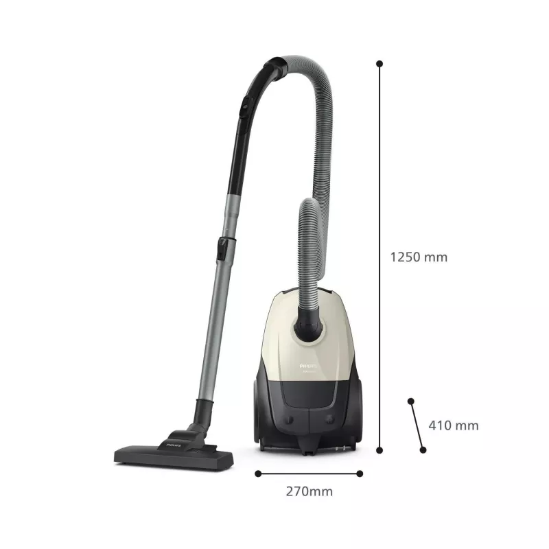 Putekļsūcējs | PHILIPS | Ieejas jauda 800 W | Putekļu tvertnes tilpums 3 L | Cilindriskais putekļsūcējs | Tīrīšanas veids Sausā | Putekļu konteiners Putekļu maiss | Krāsa Melna/Bēša | XD1101/10