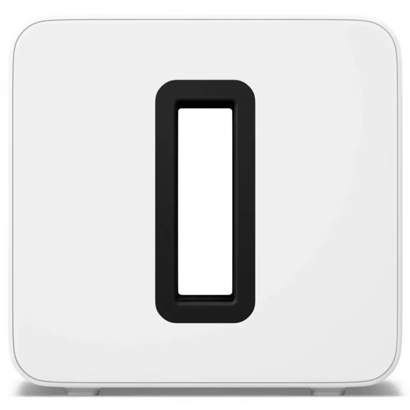 Aktīvais zemfrekvences skaļrunis Sonos Sub 4 — D klases pastiprinātājs, maiņstrāva 110–240 V, 40,2×15,8×38,9 cm, melnā vai baltā krāsā