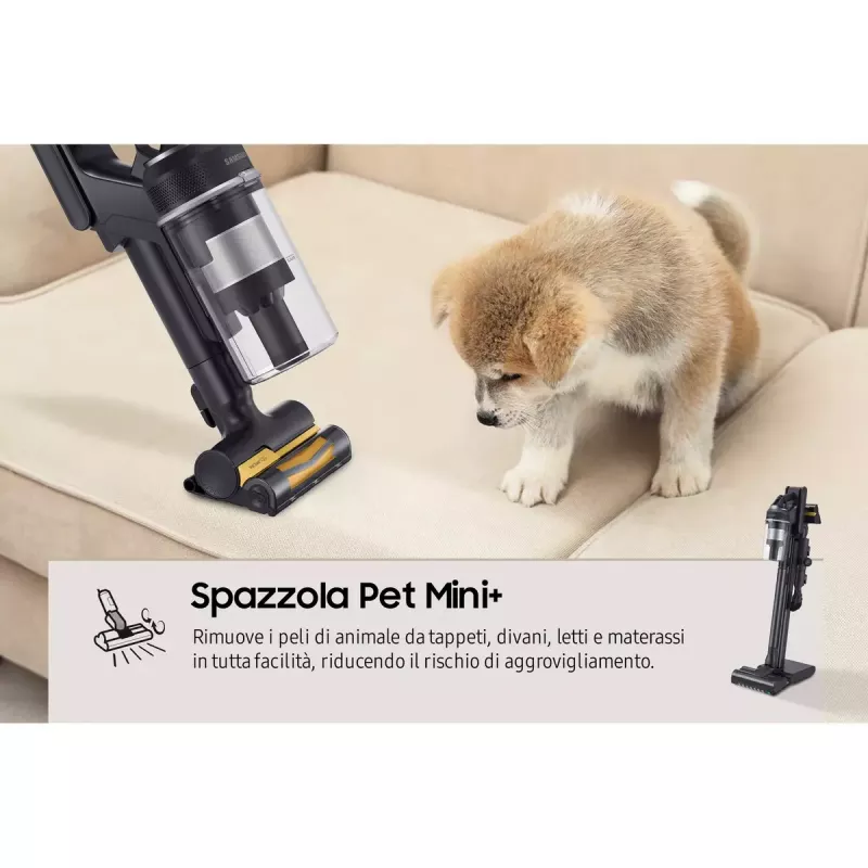 Stick vacuum Samsung VS20C9554TK — Baterija, litija jonu, 580 W, bez maisiņa 0,8 l, cikloniska, melna