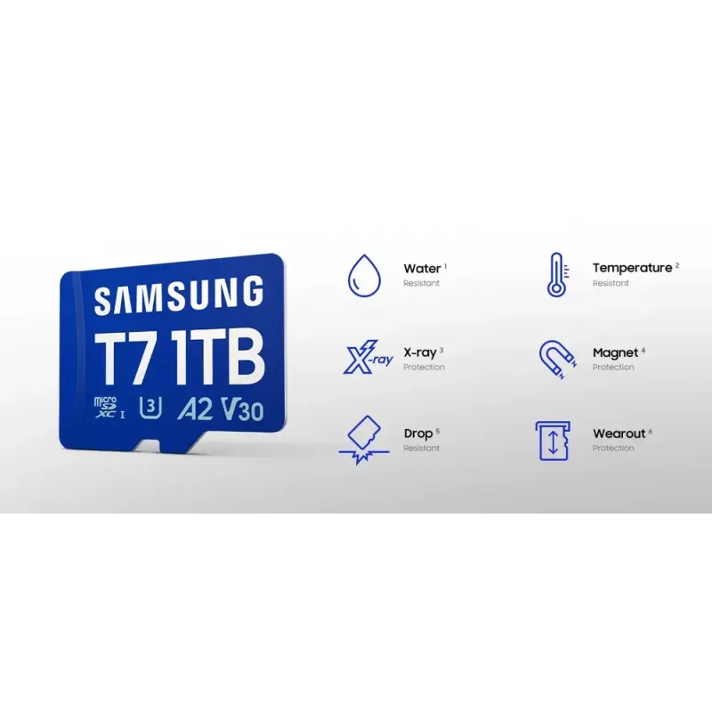 MicroSDXC atmiņas karte Samsung T7 128 GB UHS-I U3 V30 170 MB/s Zila
