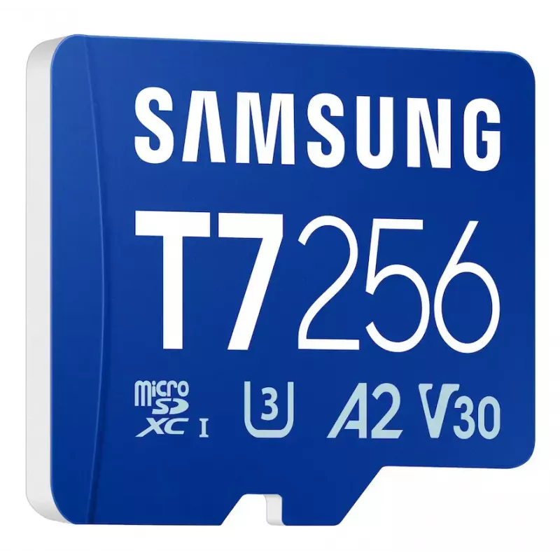 MicroSDXC atmiņas karte Samsung T7 256 GB UHS-I U3 V30 lasīšana 170 MB/s Zila