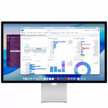 Apple Studio Display monitors (standarta stikls) ar noliecamu un augstumā regulējamu statīvu