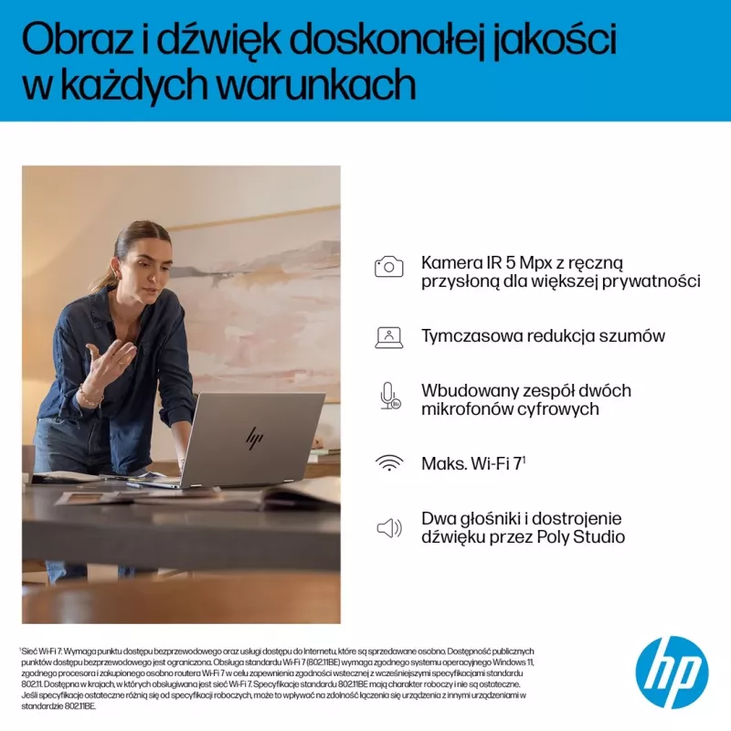 2-in-1 HP OmniBook X Flip NG AI 16-as0003nw klēpjdators, 16 collu 3K OLED skārienekrāns, 32 GB RAM, 1 TB SSD, Windows 11 Home, Ultra 7 258V, Glacier Silver