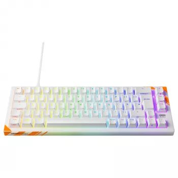 Mehāniskā spēļu tastatūra Cherry K5 Pro TMR Compact — 65% QWERTY USB vadu, RGB, magnētiskais slēdzis, oranža/balta