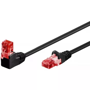 Tīkla komutācijas kabelis GOOBAY Cat6 0,25 m, U/UTP, RJ-45 uz RJ-45, 90° leņķa, melns