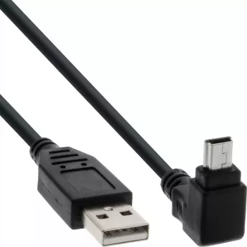 InLine USB 2.0 kabelis, USB A vīriešu uz Mini-USB B vīriešu, 90° uz augšu leņķotie savienotāji, 1,5 m, melns