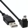 USB Type A vīriešu / Mini-USB vīriešu 5 kontaktu uz leju vērsts 90° leņķī melns 0,3 m InLine 34203