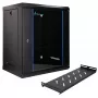 Extralink Lite 12U 530X400 WALL-MOUNTED Rackmount Cabinet Melns ar Shelf