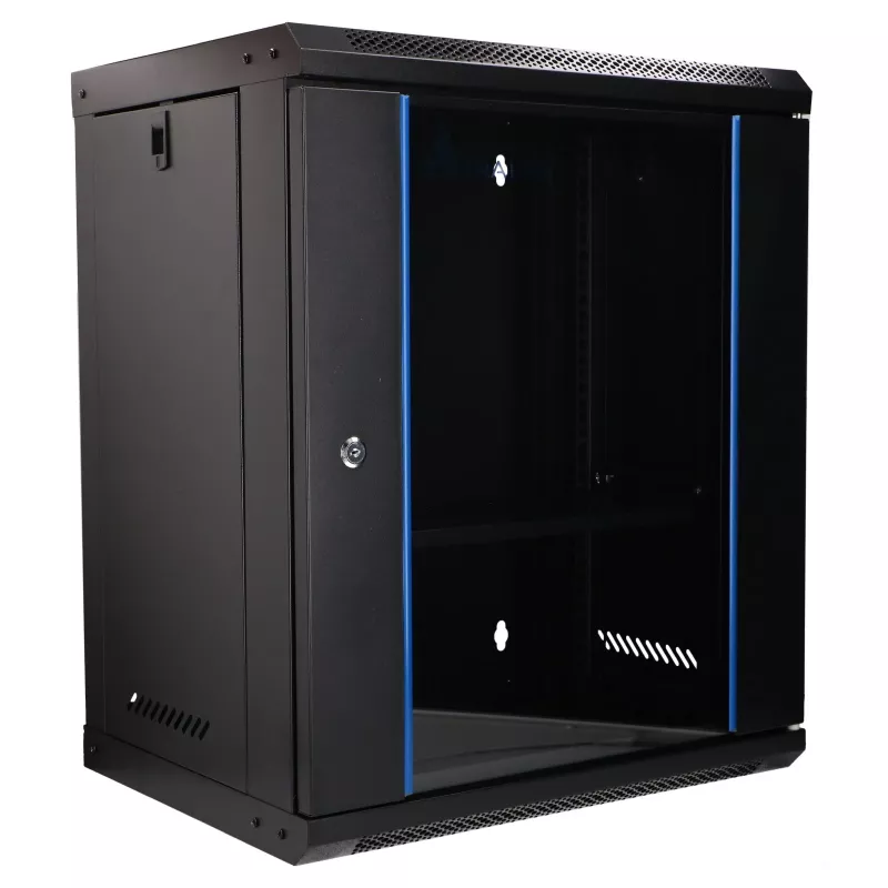 Extralink Lite 12U 530X400 WALL-MOUNTED Rackmount Cabinet Melns ar Shelf