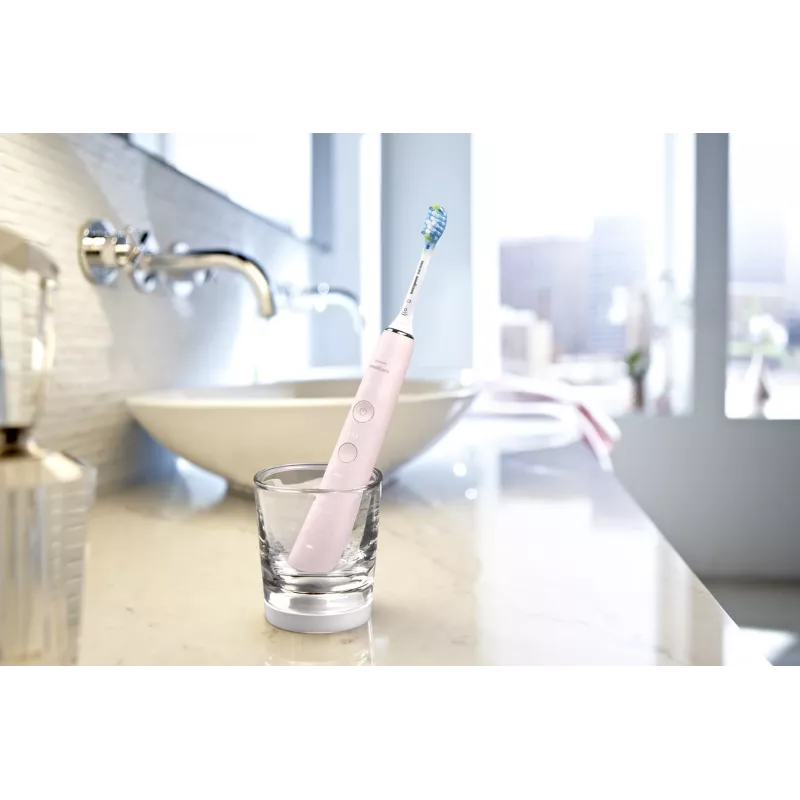Elektriskā soniskā zobu suka Philips DiamondClean 9000 HX9911/29 — pieaugušajiem, iebūvēts Li‑Ion akumulators, Soft & Normal režīmi, rozā