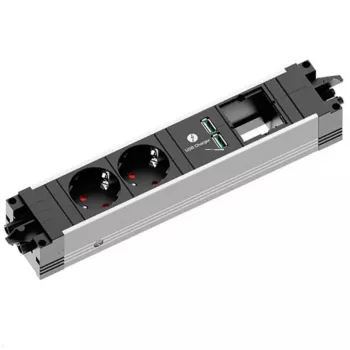 Barošanas bloks Bachmann STEP ALU 1x USB 1x pielāgots modulis 2x barošanas kontaktligzda