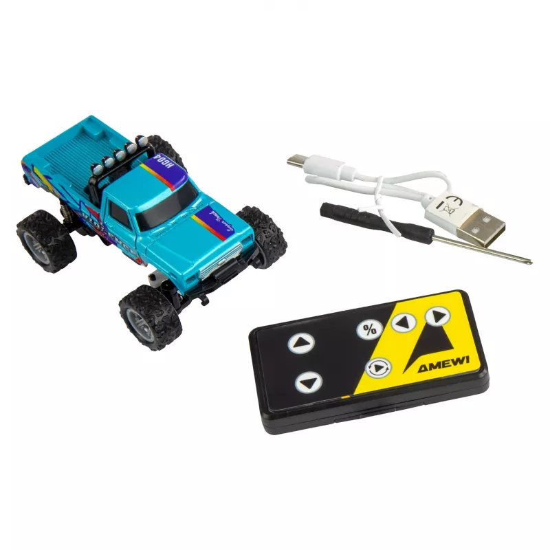 RC Monster Truck Amewi DieCast 1:64 RTR Blue – 1:64 mērogā, spiedlieta metāla, gatavs lietošanai