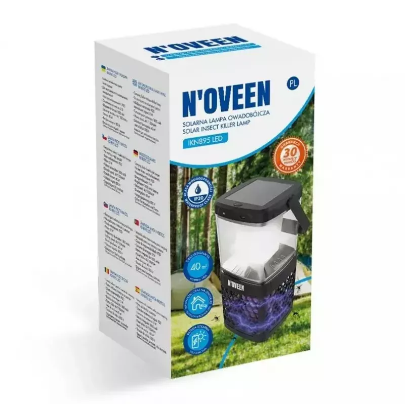 Insektu lampa NOVEEN IKN895 LED IP20 ar saules enerģijas uzlādi, iekštelpām