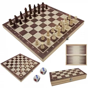 Extralink Toys Drewniane Szachy 3W1 Warcaby + SZACHY+ Tryktrak