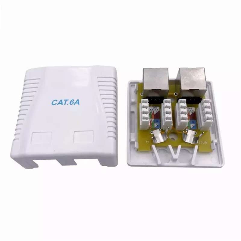Pie sienas stiprināms ekranēts tīkla kontaktligzda GEMBIRD Gniazdo natynkowe 2×RJ45 Cat6A FTP