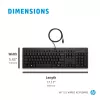 HP 125 vadu tastatūra, pilna izmēra USB membrānas tipa, melna