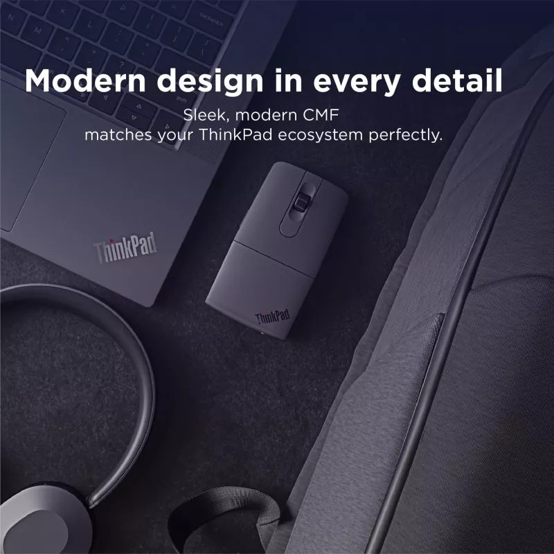 Bezvadu abrocīga Bluetooth pele Lenovo 4Y51T62792 — IR LED, 4000 DPI, 7 pogas, ritenis, pelēka