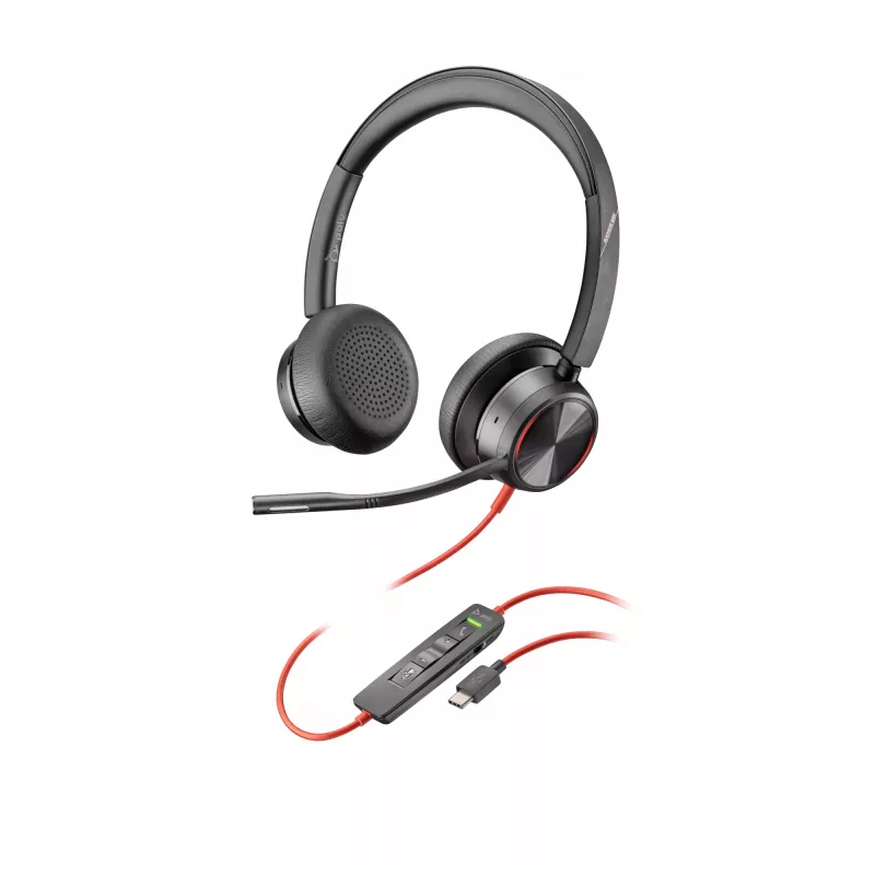 HP Poly Melnswire 8225 USB-C austiņas, vadu, Birojs/Zvanu centrs, 185 g, Austiņas, Melns