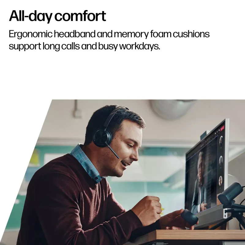 HP Poly Voyager Focus 2-M USB-C-C austiņas USB-C/A adapteris Poly+ 3 gadi