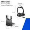 HP Poly Voyager Focus 2-M USB-C-C austiņas USB-C/A adapteris uzlādes statīvs Poly+ 3 gadi
